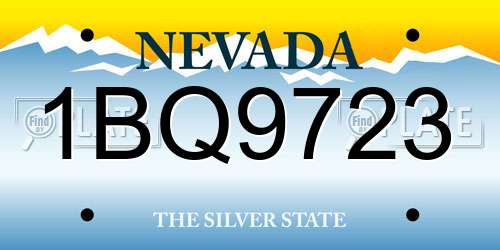 1BQ9723 Nevada License Plate