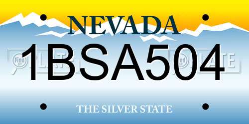 1BSA504 Nevada License Plate