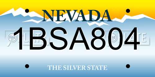1BSA804 Nevada License Plate