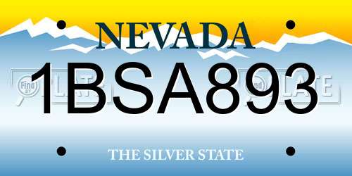 1BSA893 Nevada License Plate