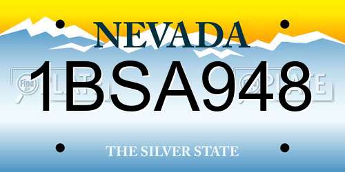 1BSA948 Nevada License Plate