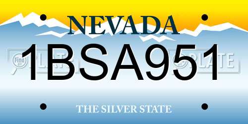 1BSA951 Nevada License Plate