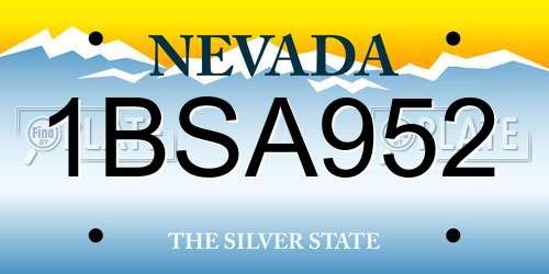 1BSA952 Nevada License Plate