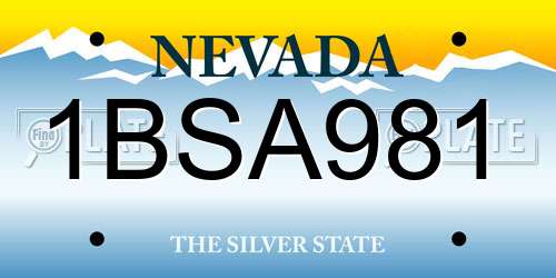 1BSA981 Nevada License Plate
