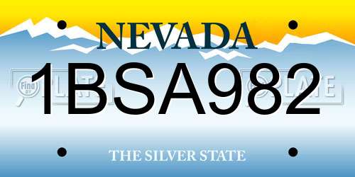 1BSA982 Nevada License Plate
