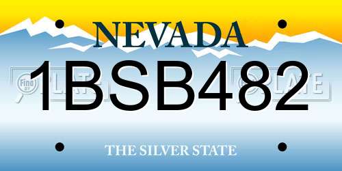 1BSB482 Nevada License Plate
