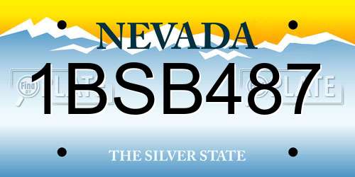 1BSB487 Nevada License Plate