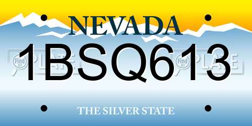 1BSQ613 Nevada License Plate