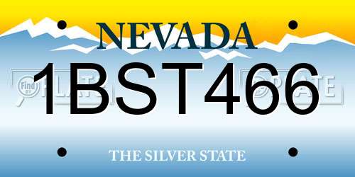 1BST466 Nevada License Plate