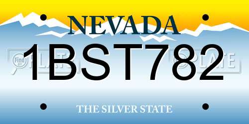 1BST782 Nevada License Plate