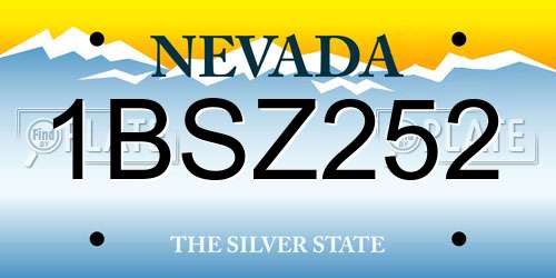 1BSZ252 Nevada License Plate