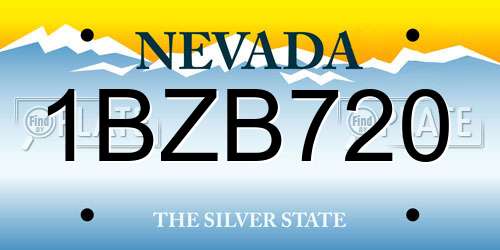 1BZB720 Nevada License Plate