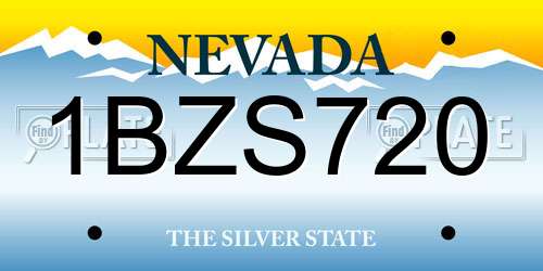 1BZS720 Nevada License Plate