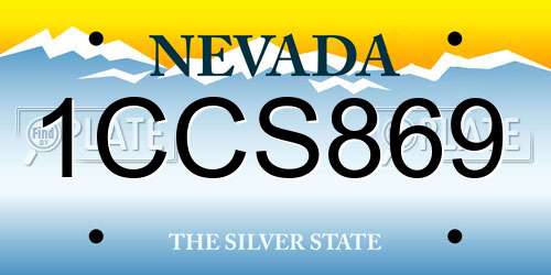 1CCS869 Nevada License Plate
