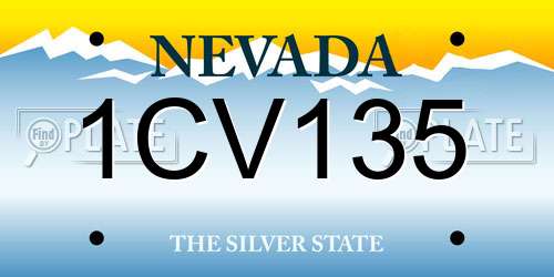 1CV135 Nevada License Plate