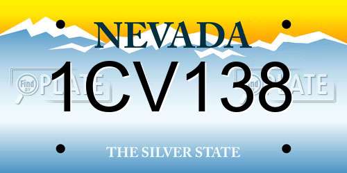 1CV138 Nevada License Plate
