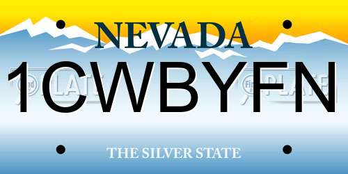1CWBYFN Nevada License Plate