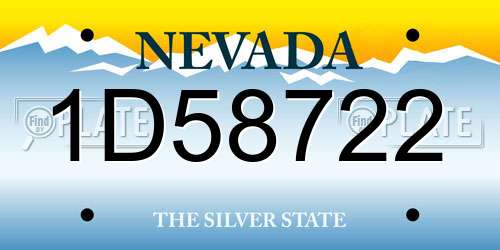 1D58722 Nevada License Plate