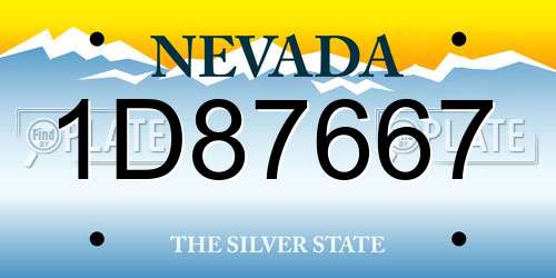 1D87667 Nevada License Plate