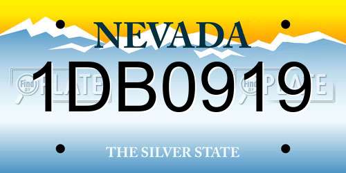 1DB0919 Nevada License Plate
