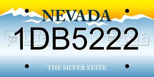 1DB5222 Nevada License Plate
