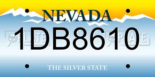 1DB8610 Nevada License Plate