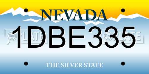 1DBE335 Nevada License Plate