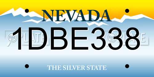 1DBE338 Nevada License Plate