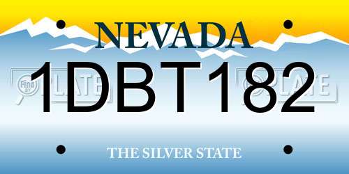1DBT182 Nevada License Plate