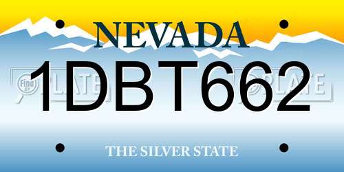 1DBT662 Nevada License Plate