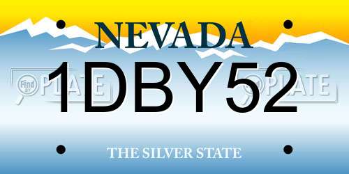 1DBY52 Nevada License Plate