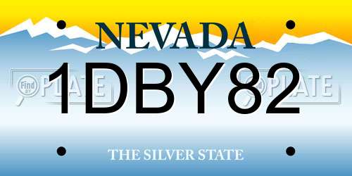 1DBY82 Nevada License Plate