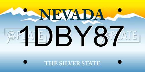 1DBY87 Nevada License Plate