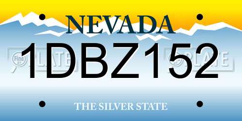 1DBZ152 Nevada License Plate