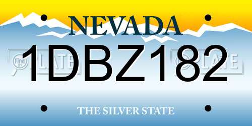 1DBZ182 Nevada License Plate