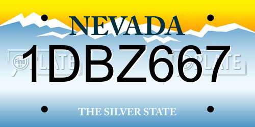 1DBZ667 Nevada License Plate