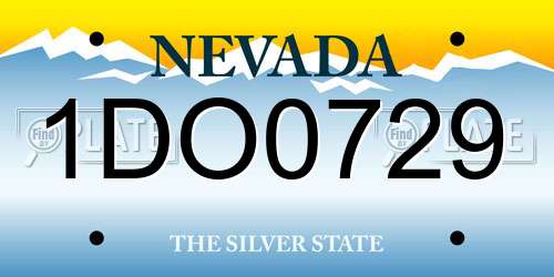 1DO0729 Nevada License Plate