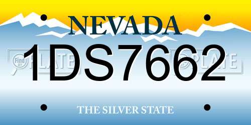 1DS7662 Nevada License Plate