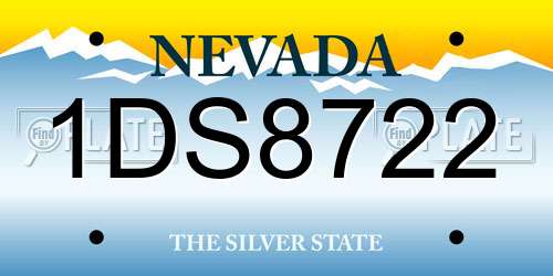 1DS8722 Nevada License Plate