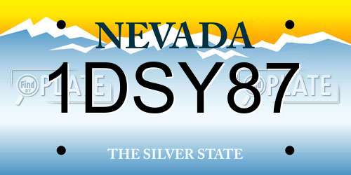 1DSY87 Nevada License Plate