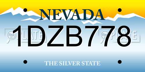 1DZB778 Nevada License Plate