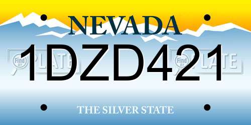 1DZD421 Nevada License Plate