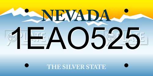 1EAO525 Nevada License Plate