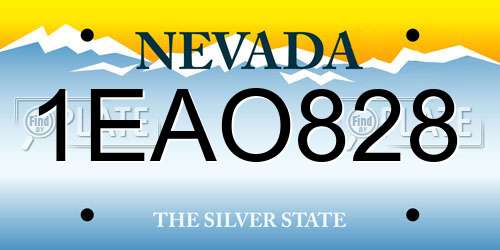 1EAO828 Nevada License Plate