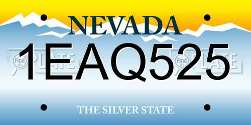 1EAQ525 Nevada License Plate