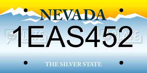 1EAS452 Nevada License Plate