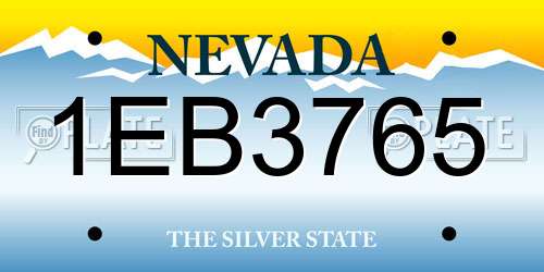 1EB3765 Nevada License Plate