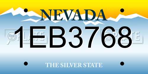 1EB3768 Nevada License Plate