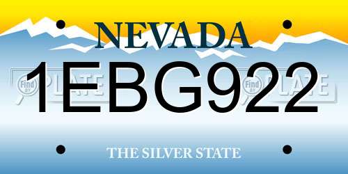 1EBG922 Nevada License Plate