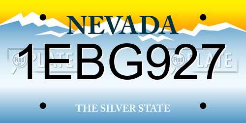 1EBG927 Nevada License Plate